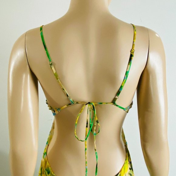 Astr Dress Aneira Green Yellow Blue Floral Tiered Ruffled Women's XL Maxi Dress - Picture 14 of 16